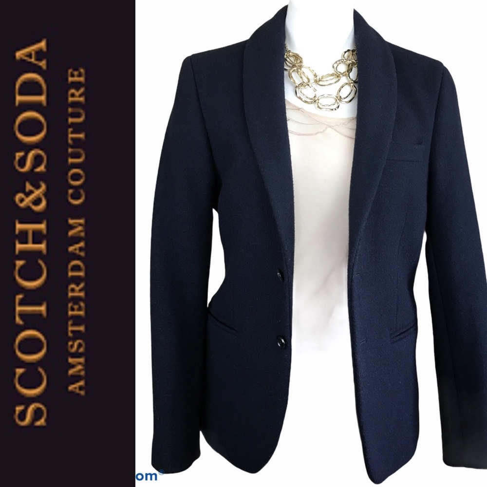 Scotch & Soda Wool Blend Navy Blue Blazer